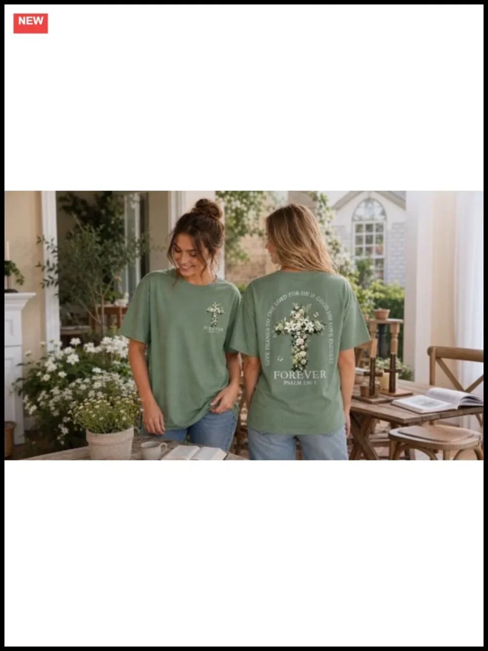 Women's Christian Faith Floral Cross Casual Graphic Tee Cotton